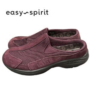 Easy Spirit Traveltime Plum Purple Suede Slip-on Mules Clogs 7
